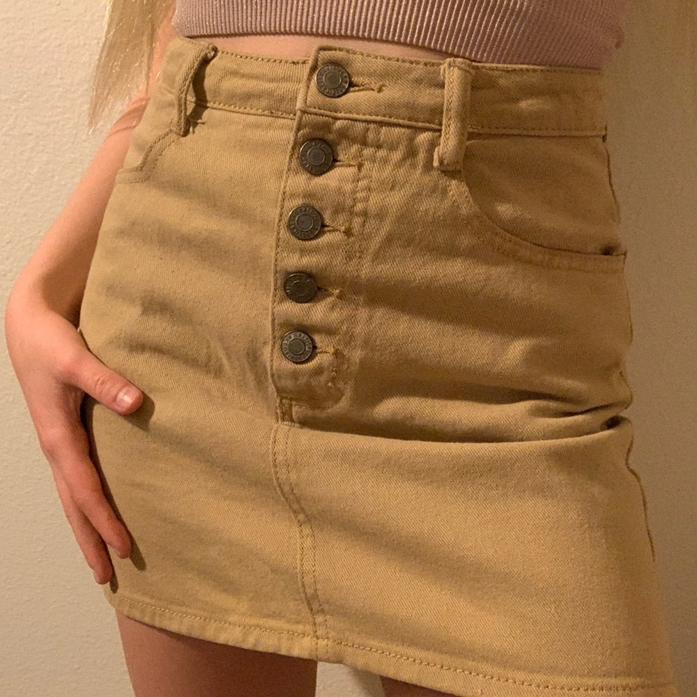 Brandy Melville Tan Button Up Skirt